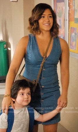 Jane's denim button-front dress on Jane the Virgin