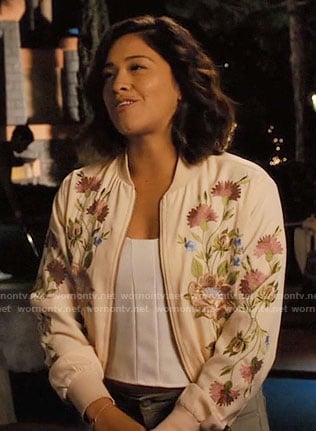 Jane's floral embroidered bomber jacket on Jane the Virgin