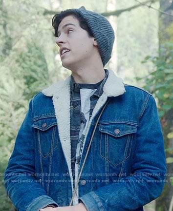 Jughead's denim jacket with fleece lining on Riverdale