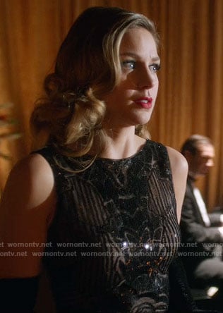 Kara's black sequin gown on Supergirl