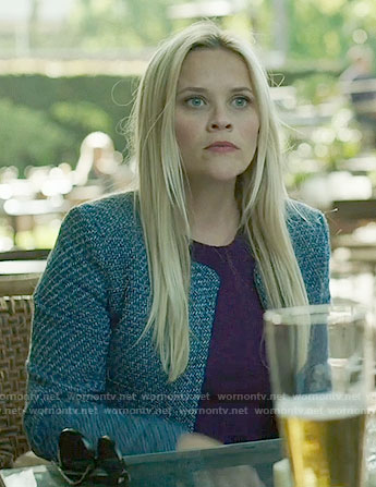 Madeline's blue tweed jacket on Big Little Lies