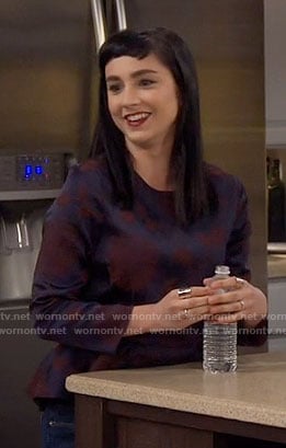 Mandy's navy and purple peplum top on Last Man Standing