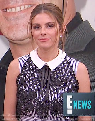 Maria's blue striped dress with black lace overlay on E! News