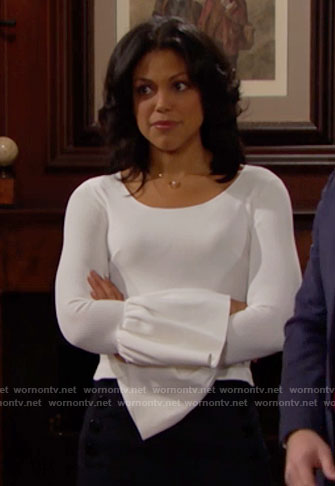 Maya's white bell sleeve top on The Bold and the Beautiful