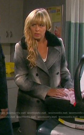 Nicole's plaid coat with black fur collar on Days of our Lives