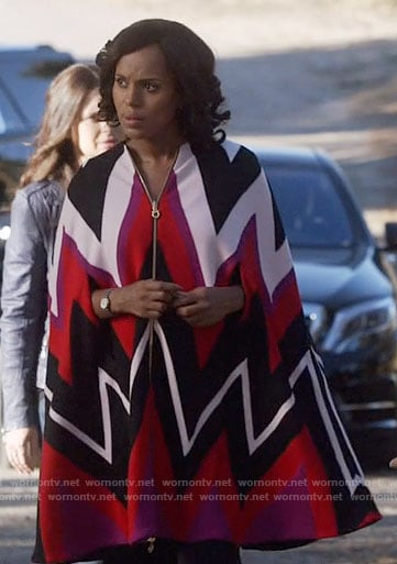 Olivia's chevron striped cape on Scandal