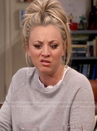 Penny's grey layered sweater on The Big Bang Theory