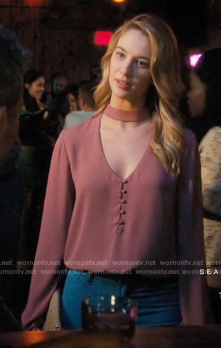 Petra's pink choker blouse on Jane the Virgin