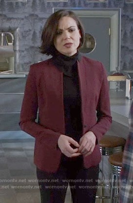Regina's burgundy blazer with black collar on Once Upon a Time