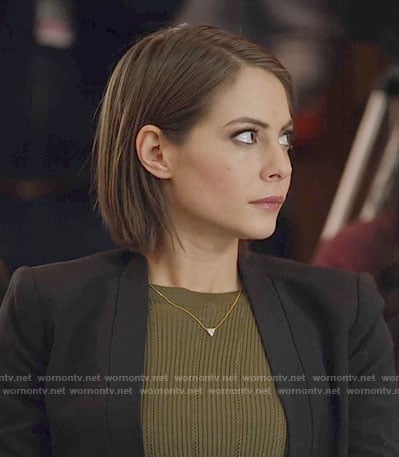 Thea's green ribbed top on Arrow