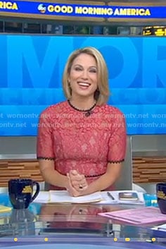 Amy's pink lace dress with back cutout on Good Morning America