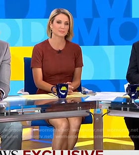 Amy's red round neck dress on Good Morning America