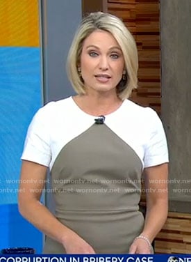 Amy's white and Khaki short sleeve dress on Good Morning America