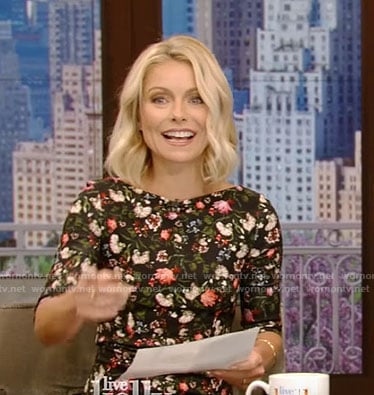 Kelly's black floral print dress on Live With Kelly