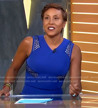 Robin's blue mesh panel dress on Good Morning America