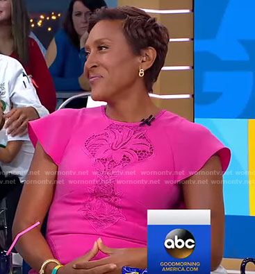 Robin's pink floral lace panel dress on Good Morning America