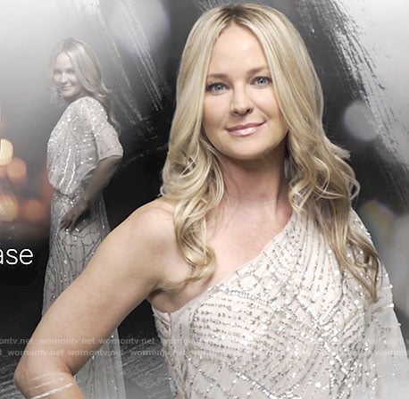 Sharon's one-shoulder gown on The Young and the Restless opening credits