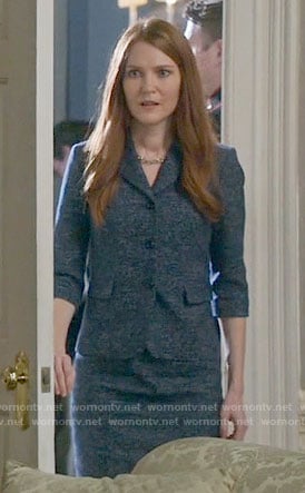 Abby's blue tweed jacket and dress on Scandal