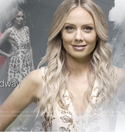 Abby's white dress with gold beading on The Young and the Restless opening credits