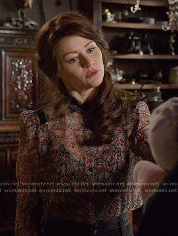 Belle's floral blouse with lace panels on Once Upon a Time