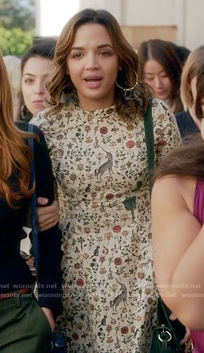 Cassandra's cream unicorn and flower print dress on Famous in Love
