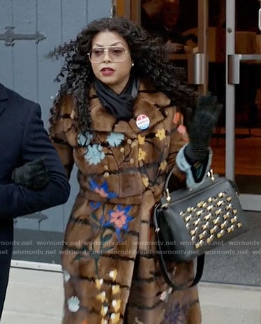Cookie's floral fur coat and studded bag on Empire