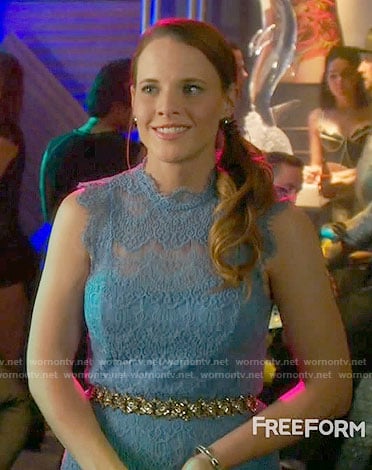 Daphne's blue lace dress with open back on Switched at Birth