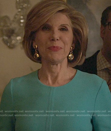Diane's turquoise blue dress on The Good Fight