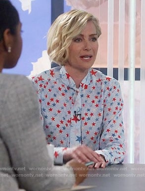 Elizabeth's blue and red star print blouse on Scandal