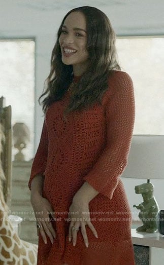 Erica's orange crochet dress on Last Man on Earth