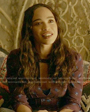 Erica's purple floral keyhole dress on Last Man on Earth