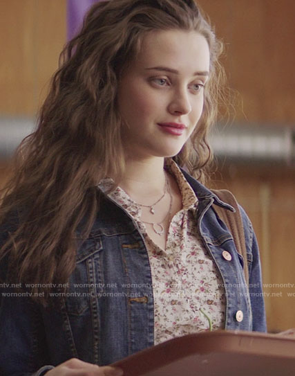 Hannah's cream floral shirtdress on 13 Reasons Why