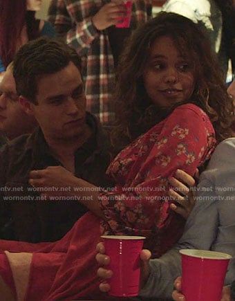 Jessica's red floral dress on 13 Reasons Why