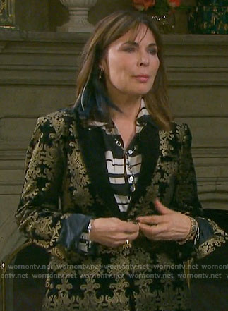 Kate's black and gold damask patterned velvet suit on Days of our Lives