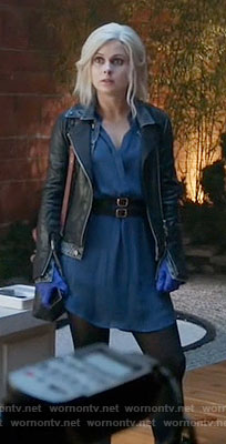 Liv's blue dress and denim and leather jacket on iZombie