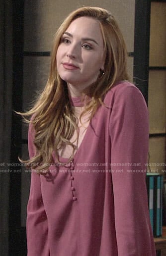 Mariah's pink choker blouse on The Young and the Restless