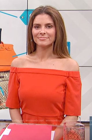 Maria's red off-shoulder dress on E! News