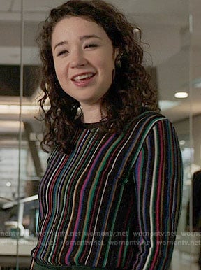 Marissa's multi-colored striped sweater on The Good Fight
