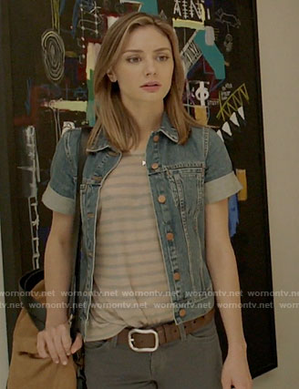 Megan's short sleeve denim jacket on The Arrangement