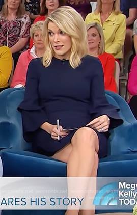 Megyn's navy tiered bell sleeve dress on Megyn Kelly Today
