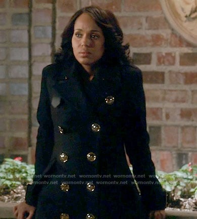 Olivia's black coat with gold buttons on Scandal
