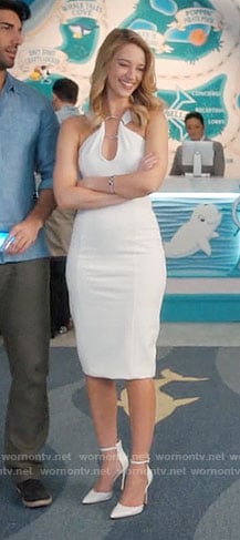 Petra's white ring detail dress on Jane the Virgin