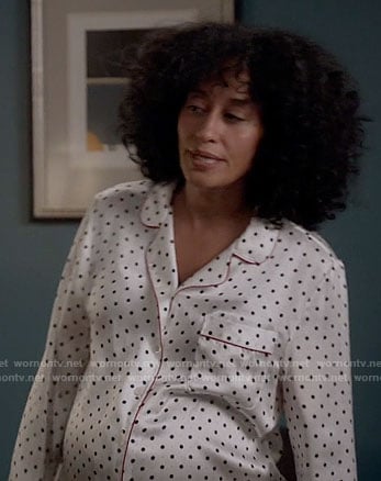 Rainbow's white polka dot pajamas on Black-ish