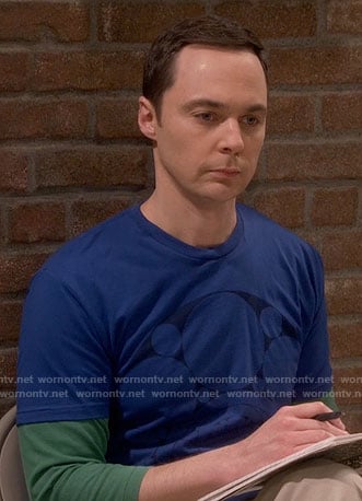 Sheldon's blue circle graphic tee on The Big Bang Theory
