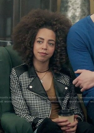 Valerie's houndstooth moto jacket on Riverdale