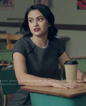 Veronica's checked short sleeve dress on Riverdale