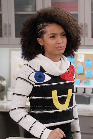 Zoey's eye love u sweater on Black-ish