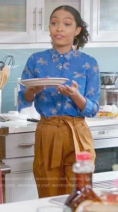 Zoey's blue zebra print shirt on Black-ish