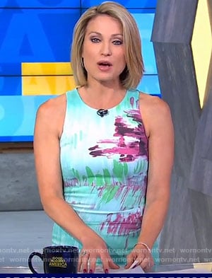 Amy's green and purple brushstroke dress on Good Morning America