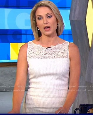 Amy's white lace trimmed dress on Good Morning America